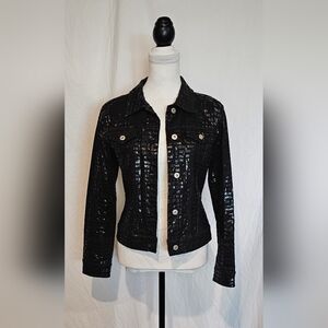 IMMACULATE Guess Shiny Black G-Pattern Jacket